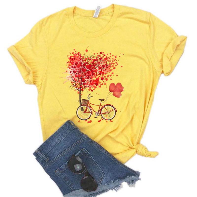 Women's Bicycle European And American T-shirt Graphic Top Short Sleeve