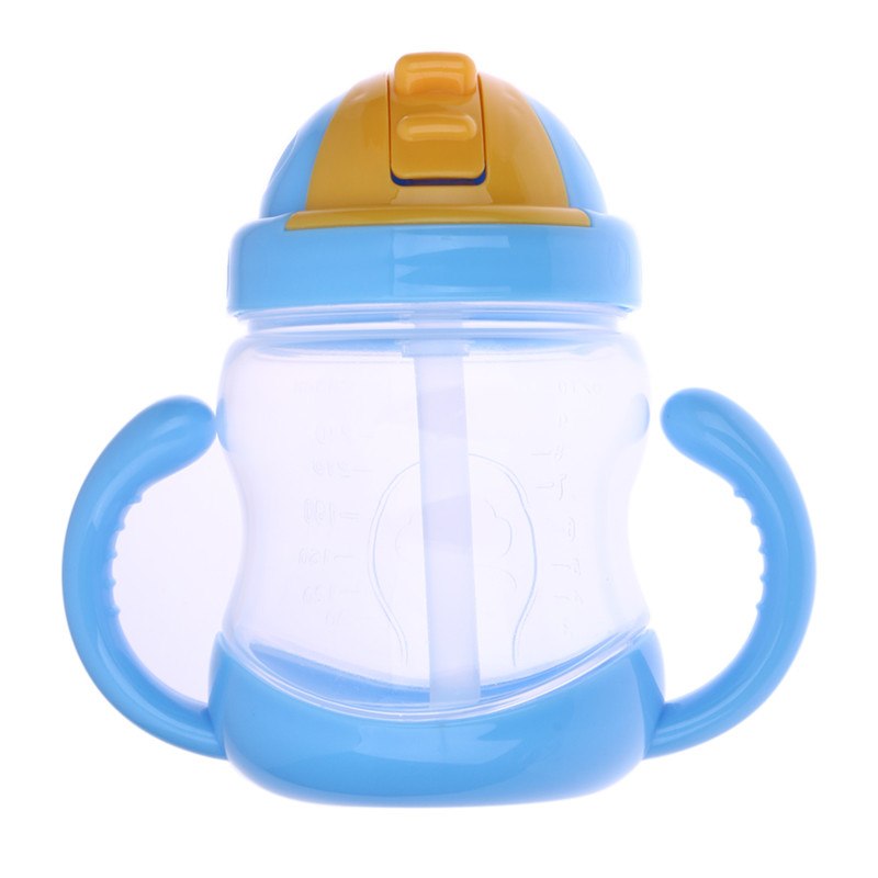 280ml Cute Baby Cup Kids Children Learn Feeding Drinking Water Straw Handle Bottle mamadeira Sippy Training Cup Baby Feeding Cup