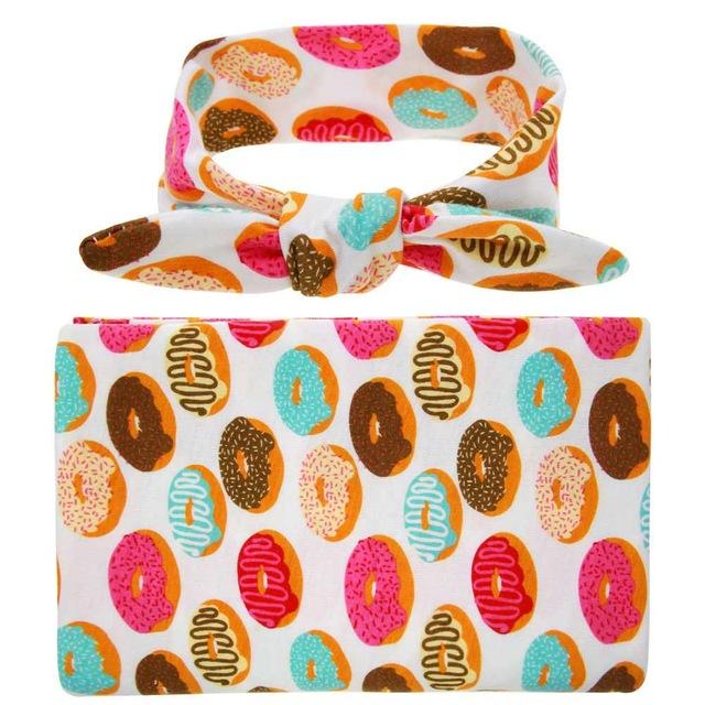 Swaddle Blanket & Head band - Donut