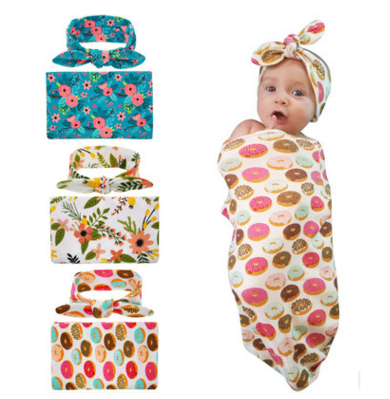 Swaddle Blanket & Head band - Donut