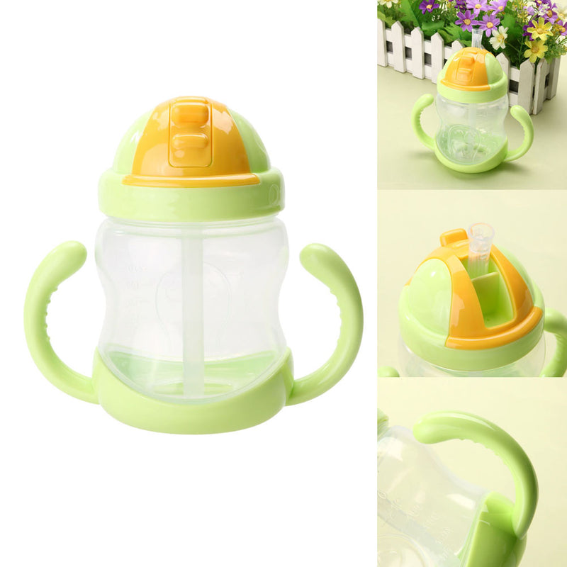 280ml Cute Baby Cup Kids Children Learn Feeding Drinking Water Straw Handle Bottle mamadeira Sippy Training Cup Baby Feeding Cup