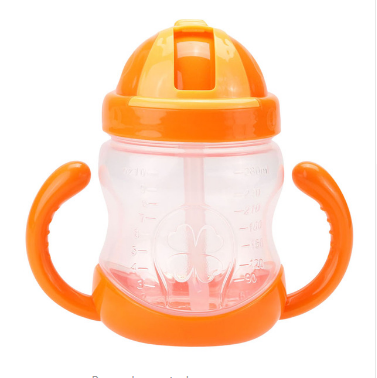 280ml Cute Baby Cup Kids Children Learn Feeding Drinking Water Straw Handle Bottle mamadeira Sippy Training Cup Baby Feeding Cup