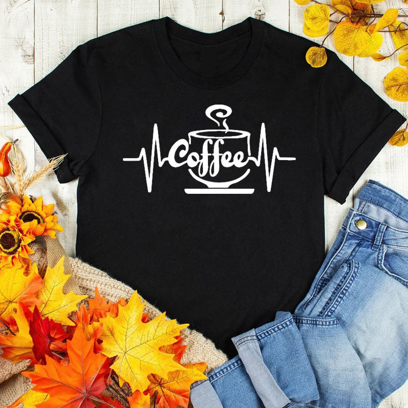 Coffee Love Casual Graphic Short Sleeve T-Shirt