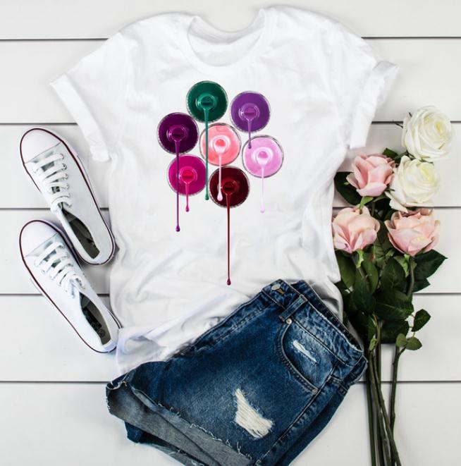 Summer Short Sleeve Fashion Graphic T-Shirt Top Women