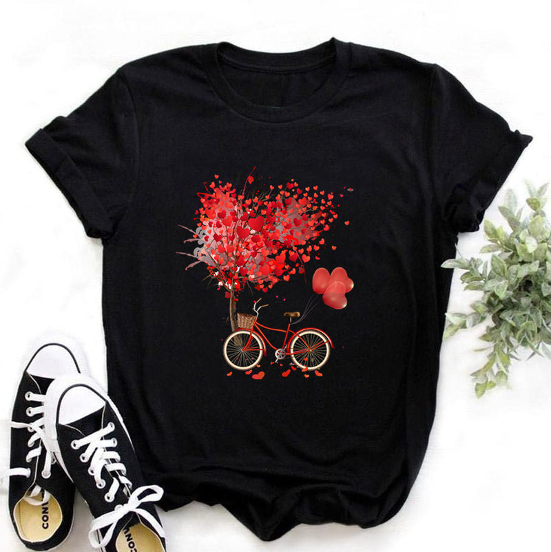 Women's Bicycle European And American T-shirt Graphic Top Short Sleeve