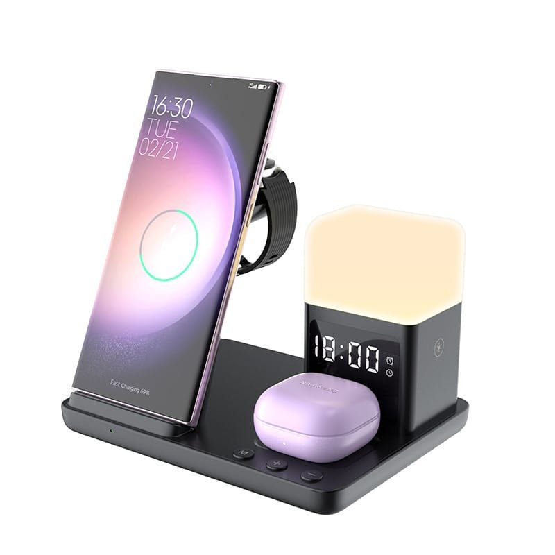 Wireless Charger 6-in-1 Small Night Lamp Alarm Clock - Image 2